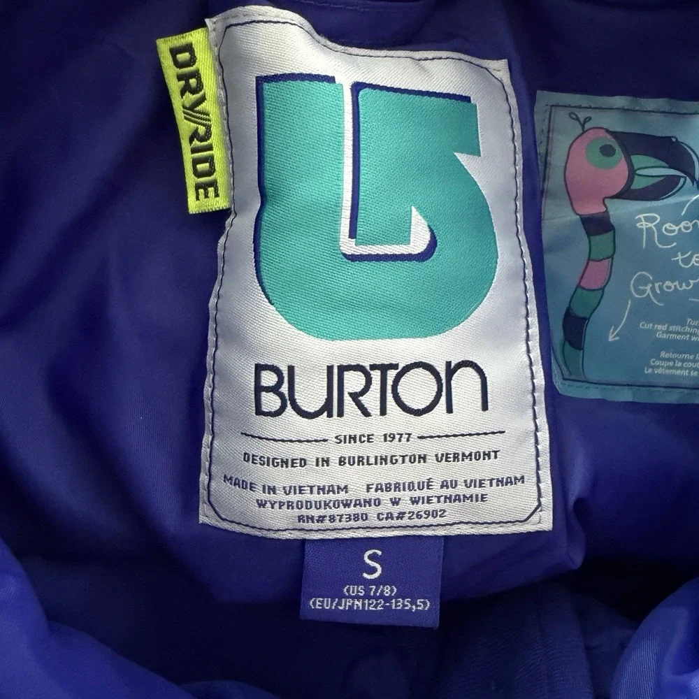 Burton Girls Sweetart Snow Pants Size S 7/8 Blue DryRide Insulated Ski Snowboard